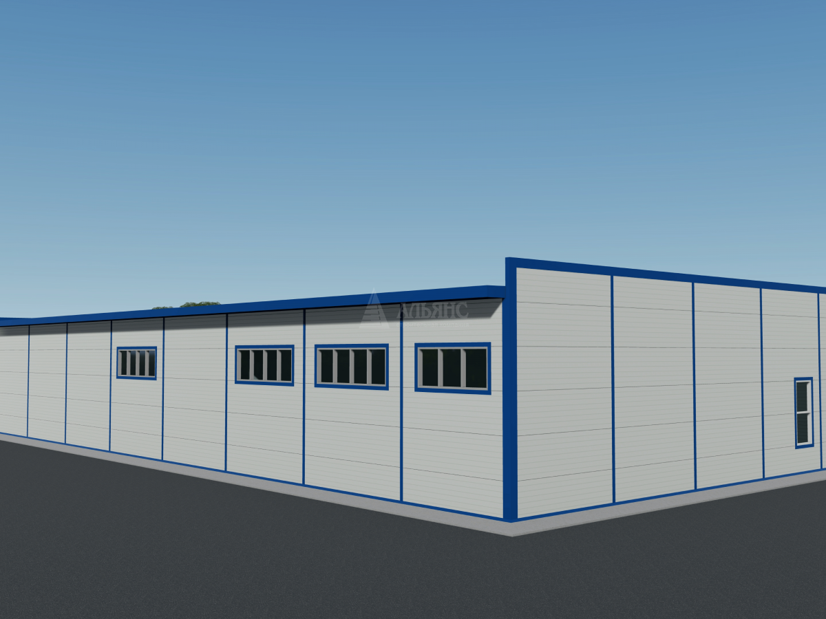 3D визуализация Производственное здание из сэндвич-панелей - фото 8